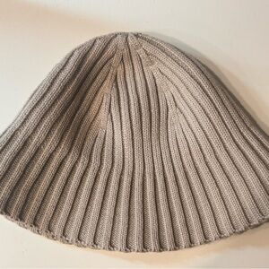 COS Ribbed Knit Bucket Hat in Taupe